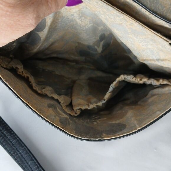 Elliot Lucca Leather Handbag Purse Crossbody Block Pattern Black Geometric - Picture 9 of 10